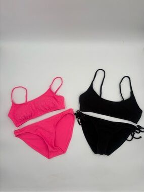 No Boundaries Bikini Swimsuit Bundle Size L 11-13 Pink Black 2 Piece Sets